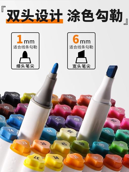 【食品级原料！安全可靠】得力马克笔儿童安全无毒可水洗，水性双头绘画笔学生专用彩笔，双头设计 精细描绘，速干不脏手 安心又省心 画笔轻巧灵活 商品图3