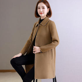 双面羊绒外套，女中长款新款秋冬小个子中老年妈妈羊毛呢子大衣QB-AZ9932