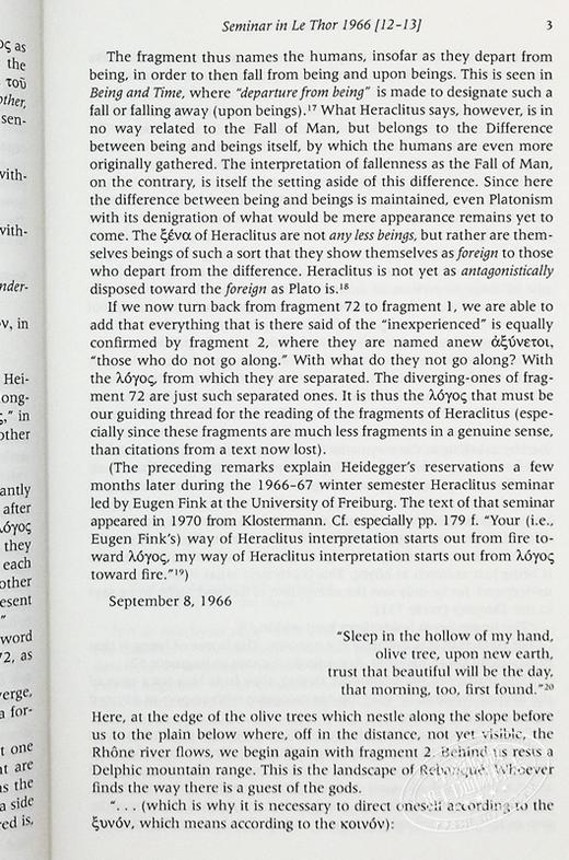 预售 【中商原版】海德格尔的四场讲座 海德格尔 英文原版 Four Seminars Martin Heidegger 存在主义 德国著名哲学家 商品图5