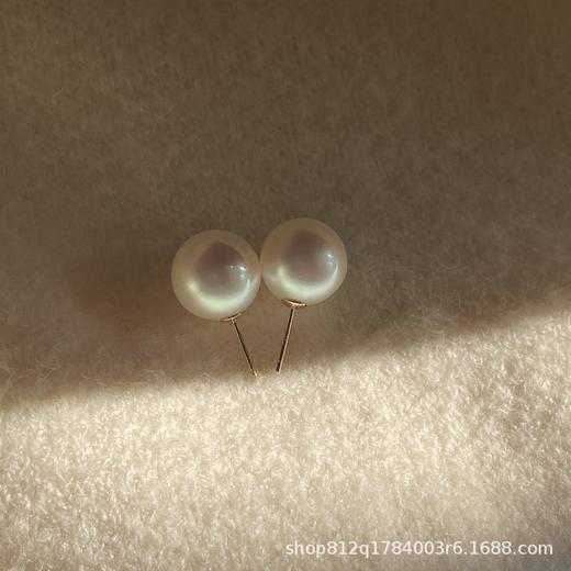 韩国fever同款925银正圆强光炫彩复古港风气质施家水晶大珍珠耳钉 商品图7