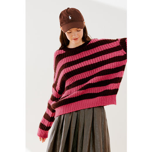 【严选】诗凡黎冬经典条纹圆领针织衫SEB131231 商品图1