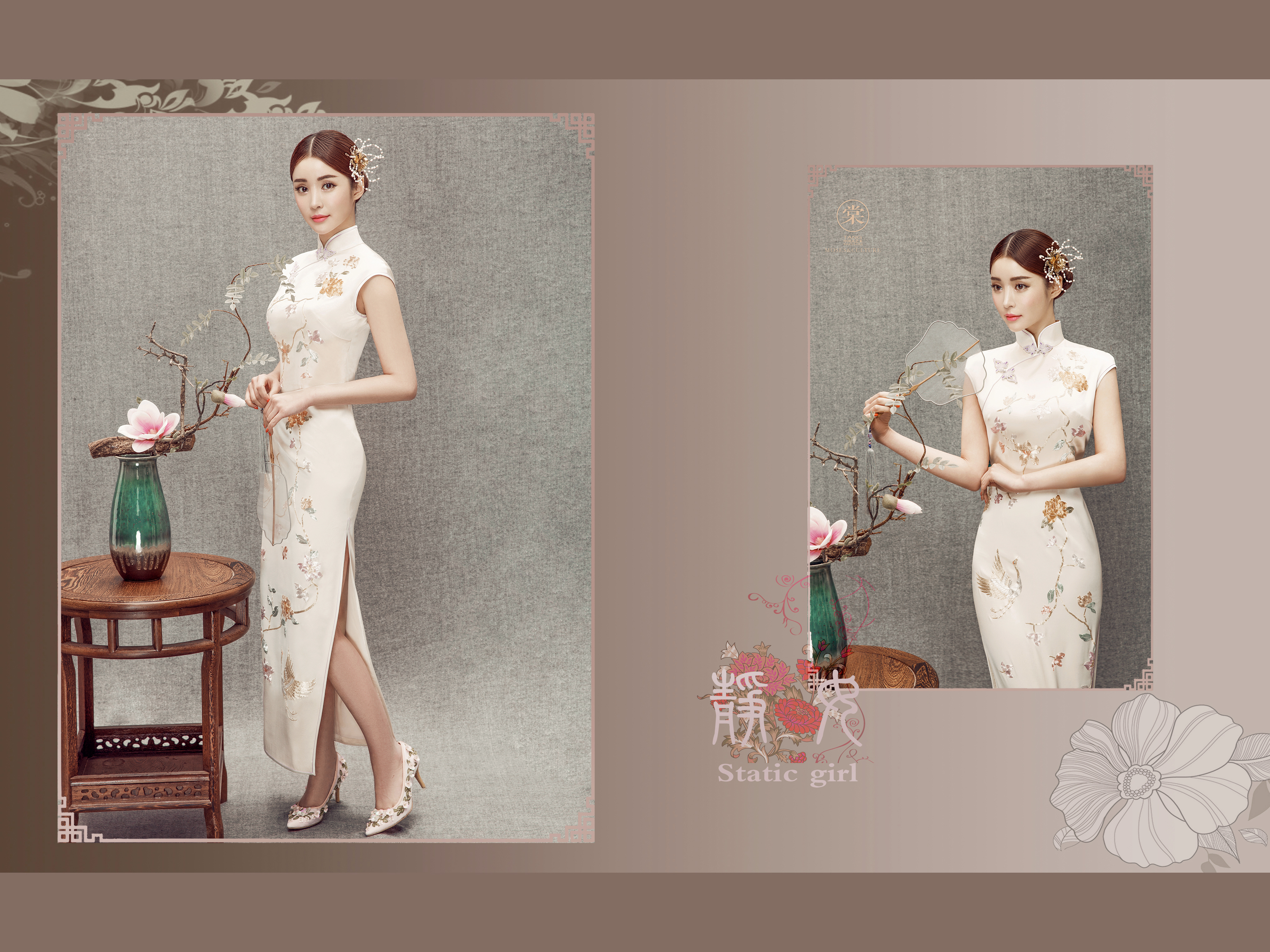 湖北长卷美拍【富贵花开】：共精选24张，送全部底片+ 翻屏高级10Ｘ10寸“浅语”仿羊皮面方相册12P +10寸乐贝台像