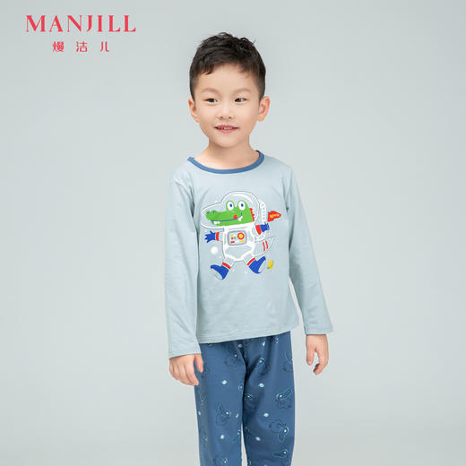 熳洁儿 儿童家居服印花棉套装长袖长裤萌趣卡通男女童可穿商场同款23703660 商品图3