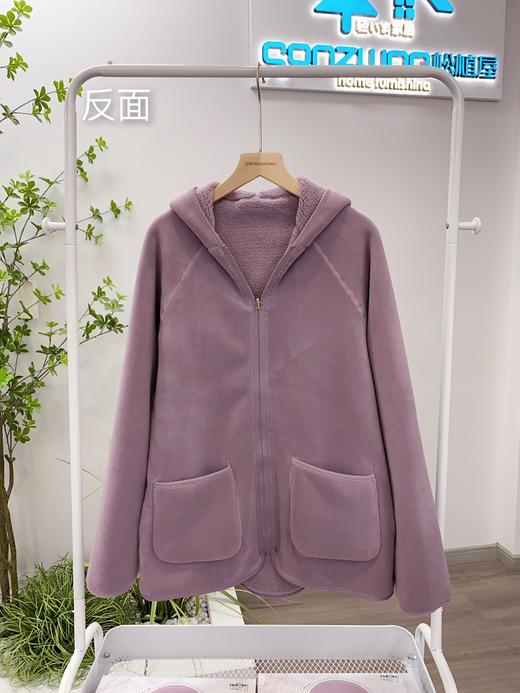 松植屋秋冬加厚连帽双面穿保暖毛绒外套摇粒绒抓绒羊羔绒 商品图2