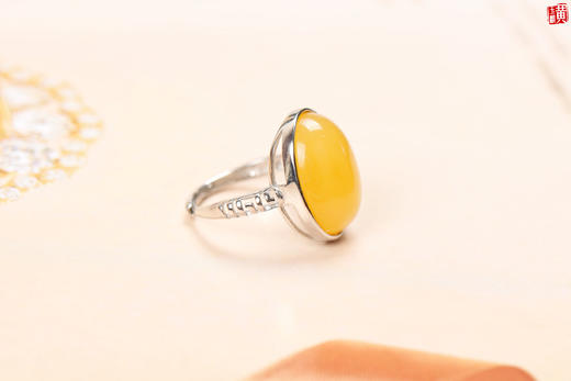 蜜蜡戒指【晴玔】，925银镶 商品图1