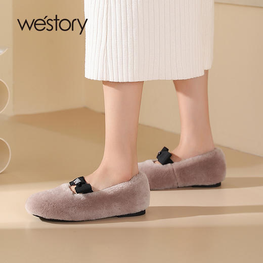 westory2023年秋季新品芭蕾风温柔毛毛鞋一脚蹬玛丽珍鞋S23DM83661 商品图1