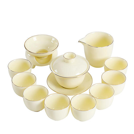 高档陶瓷黄宝石羊脂玉功夫茶具套装茶杯 商品图4