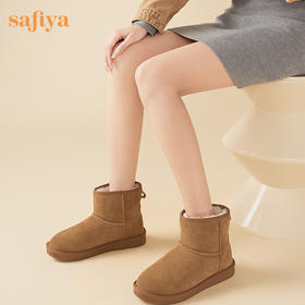Safiya/索菲娅 棉靴女2023冬季新款真皮厚底防滑加绒保暖雪地靴女 SF3411A105