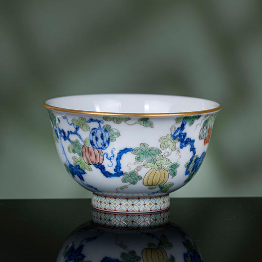 青花五彩描金瓜瓞连绵压手杯 商品图1