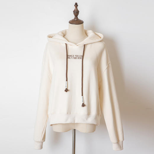 抓绒加厚定制长绒棉连帽卫衣2023秋冬新款女装上衣 商品图3