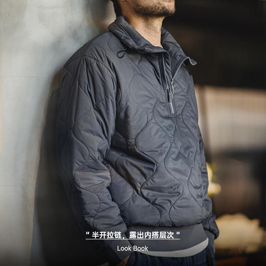 工装优选 3M新雪丽半拉链棉衣立领贝壳纹绗缝套头保暖棉服外套男冬 商品图3