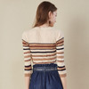欧芮儿2018早秋新款条纹针织衫薄上衣韩版七分袖套头圆领毛衣 商品缩略图1