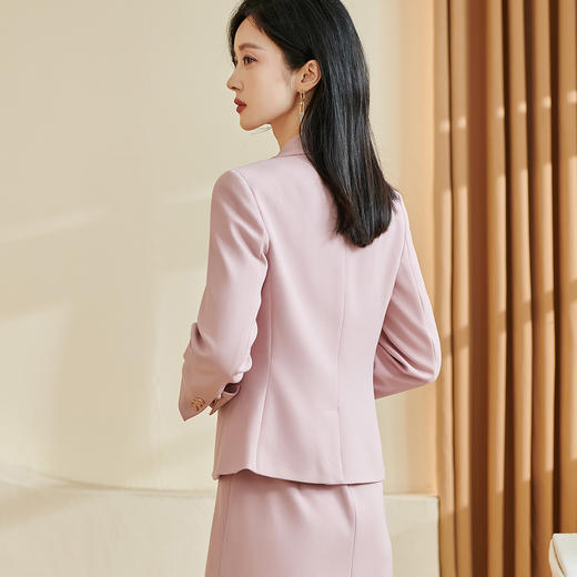 米思阳2026春季新款温柔气质粉色西装修身一粒扣长袖外套女士3331 商品图2