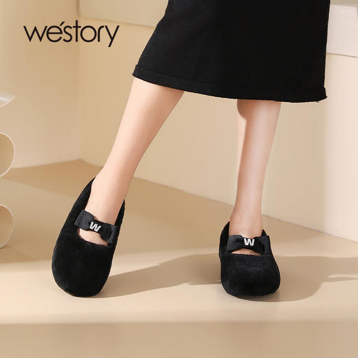westory2023年秋季新品芭蕾风温柔毛毛鞋一脚蹬玛丽珍鞋S23DM83661 商品图2