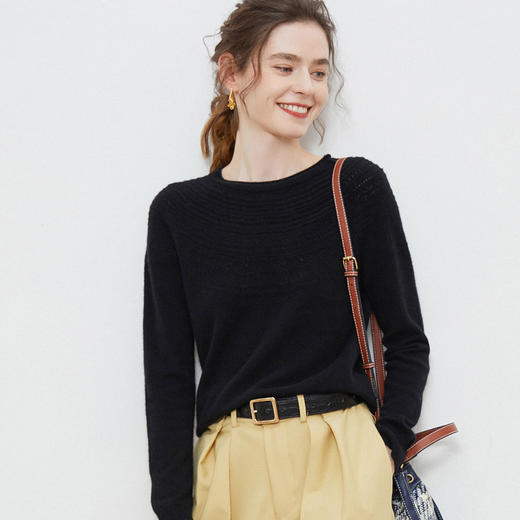 【反季特惠 纯羊毛】SIIJJEYY 枝辑 女士一线成衣V领堆堆领镂空圆领半高领羊毛衫 商品图9