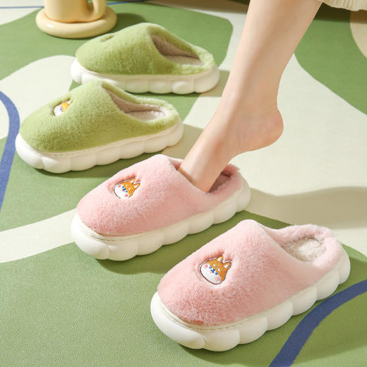 厚底棉拖鞋女冬季室内防滑软底家居家用情侣卡通毛绒月子拖鞋男冬 商品图2