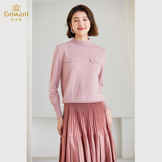 乔万尼针织衫上衣女100%绵羊毛半高领套头衫ET4M963 商品图1