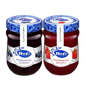 双十一58元/2瓶欧洲进口hero英雄蓝莓果酱/草莓果酱 340g/瓶