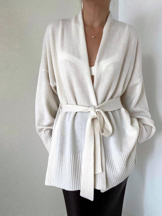 Puree｜#1963 Get wrapped cardigan 羊绒睡袍系带短开衫 [ 白 / 绿 / 驼 / 灰 ] 商品图2