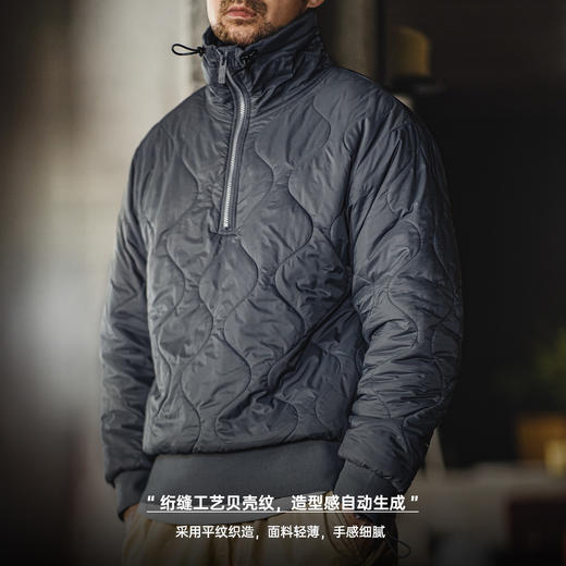 工装优选 3M新雪丽半拉链棉衣立领贝壳纹绗缝套头保暖棉服外套男冬 商品图1