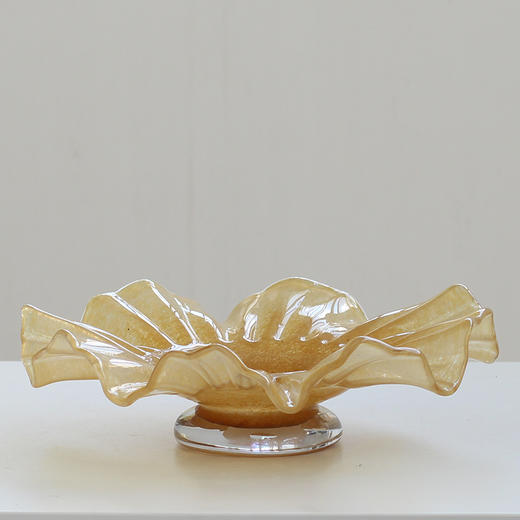 中古风创意大口荷叶边卷口褶皱琉璃花瓶软装家居样板间客厅装饰品 商品图2