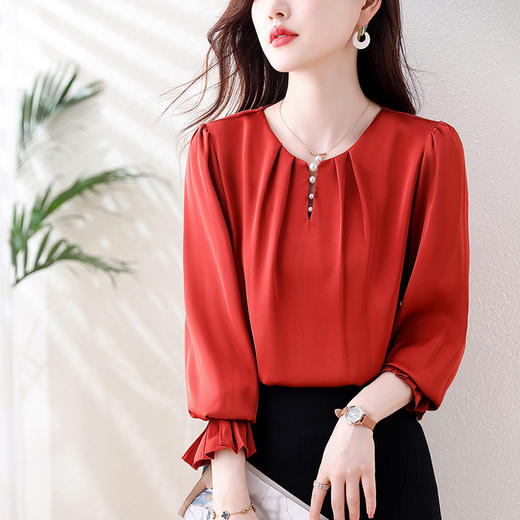 简约百搭甜美气质长袖，宽松显瘦时尚衬衣YY-1657 商品图3