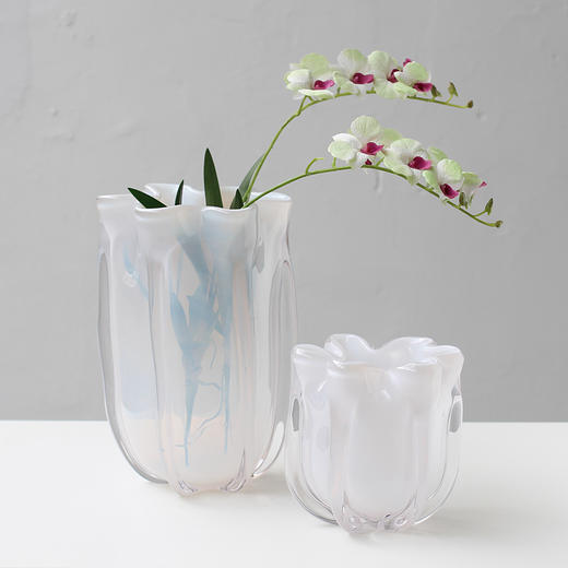 现代简约样板间白菜花瓣琉璃花瓶餐厅客厅玄关台面玻璃装饰花瓶 商品图1