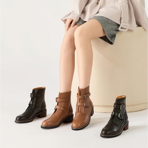 Kacey Devlin德芙琳女款2023秋季新款牛皮扣饰切尔西女靴KD4012（72小时发货） 商品图0