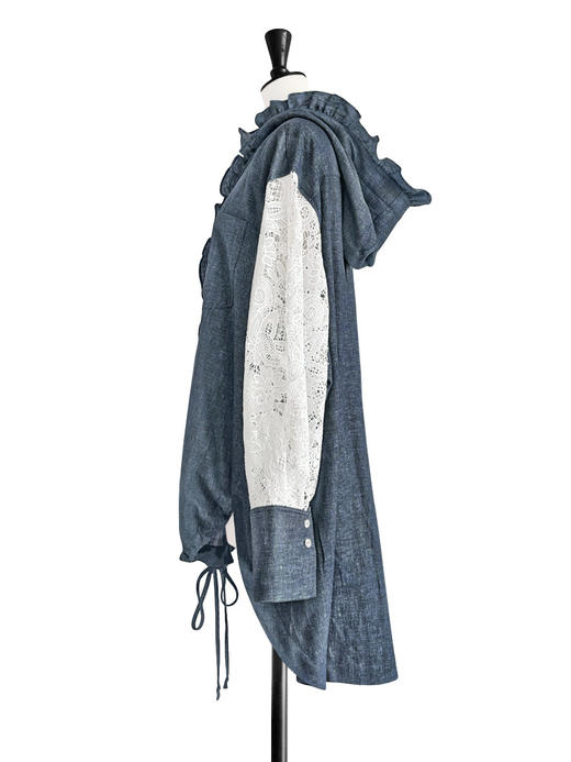 TYNVIE 连帽拼布中长外套 商品图2