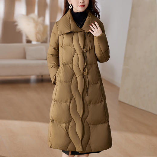 TC 52395907加厚羽绒服过膝长款时尚韩版洋气显瘦白鸭绒外套 商品图3