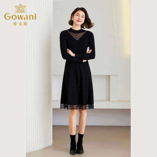 乔万尼冬新款绵羊毛针织连衣裙假两件设计ET4M940 商品图3