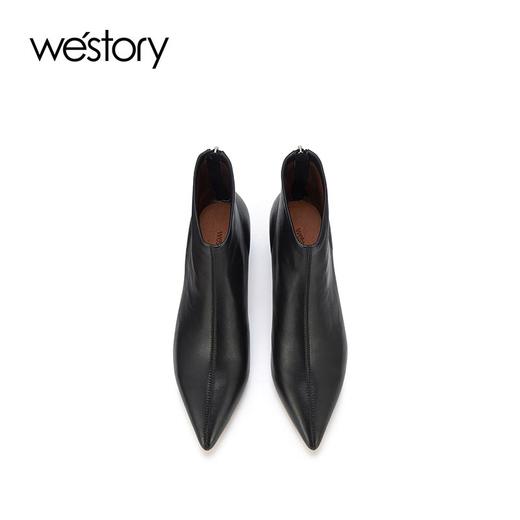westory2023年秋季新品欧美优雅气质尖头靴中跟短靴女靴S23DS83521 商品图2