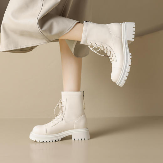 ZHR马丁靴女2023秋季新款英伦风烟筒靴厚底率性风潮酷马丁靴 商品图6