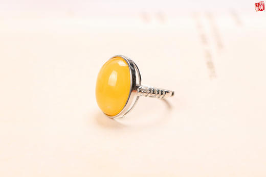 蜜蜡戒指【晴玔】，925银镶 商品图2