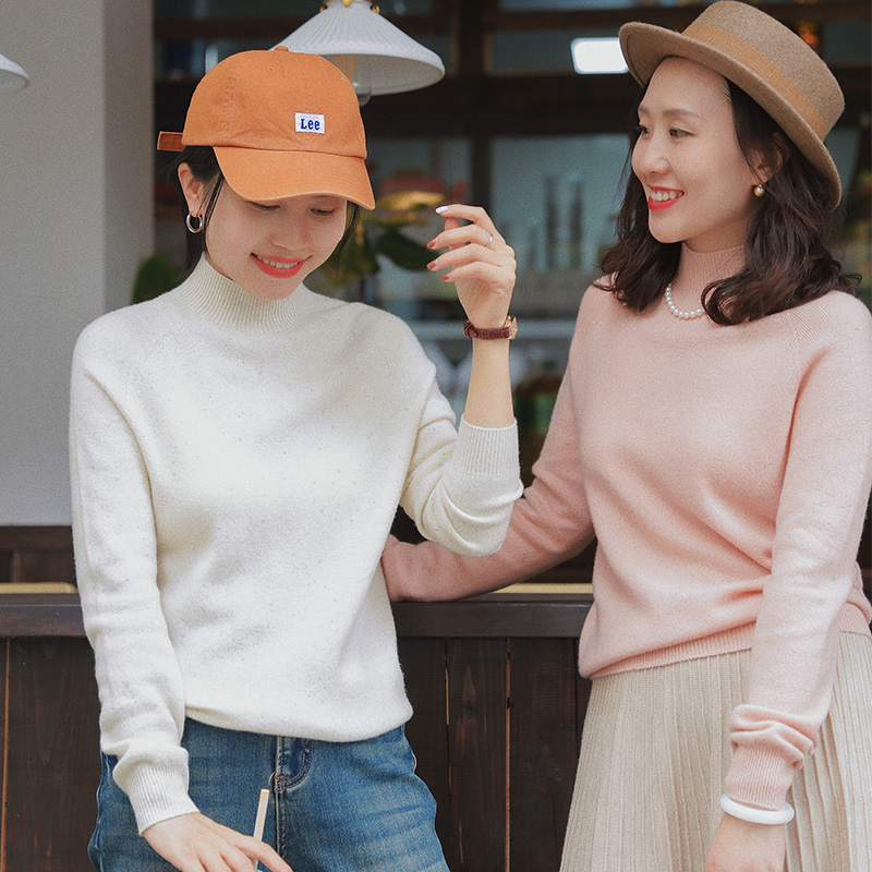 一姐|聚好看 亮丝金豆豆都秋冬中高领 100%羊毛慵懒针织衫