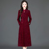 时尚复古旗袍裙妈妈装中长款，仿貂绒连衣裙厚款保暖打底长裙QYM-KED-H1386-Y 商品缩略图0