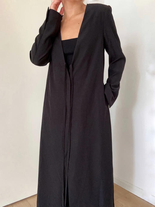 ranyepersonal｜coat 垫肩低胸系带后网纱拼接宽松西装大衣  [ 黑LELUXE22CO02 ] 商品图12