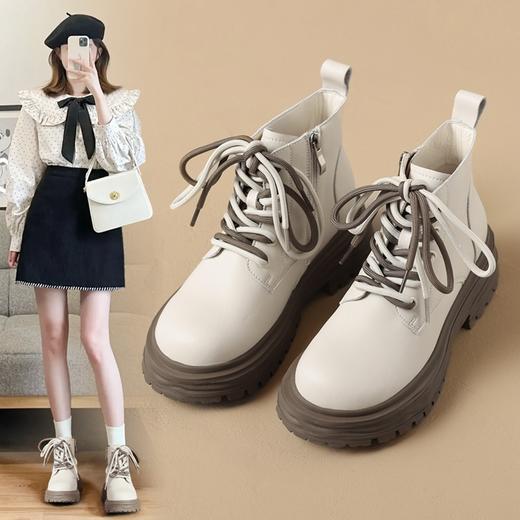 ZHR马丁靴2023新款短靴女春秋单靴加绒保暖法式小短靴瘦瘦靴 商品图4