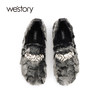 westory2023年秋季新品貂毛皮一脚蹬平底乐福鞋豆豆鞋W23DM83861 商品缩略图1