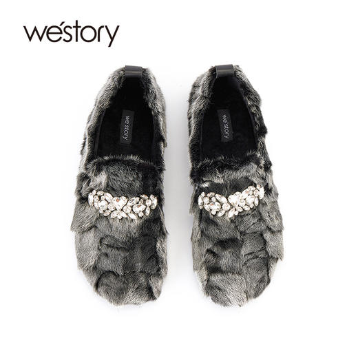 westory2023年秋季新品貂毛皮一脚蹬平底乐福鞋豆豆鞋W23DM83861 商品图1