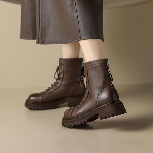 ZHR马丁靴女2023秋季新款英伦风烟筒靴厚底率性风潮酷马丁靴 商品图10