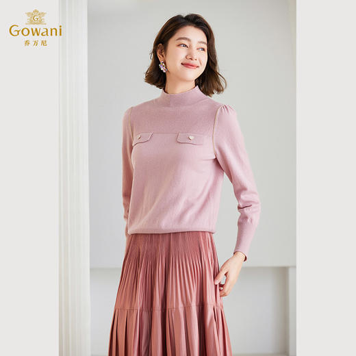 乔万尼针织衫上衣女100%绵羊毛半高领套头衫ET4M963 商品图2