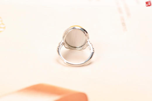 蜜蜡戒指【晴玔】，925银镶 商品图4