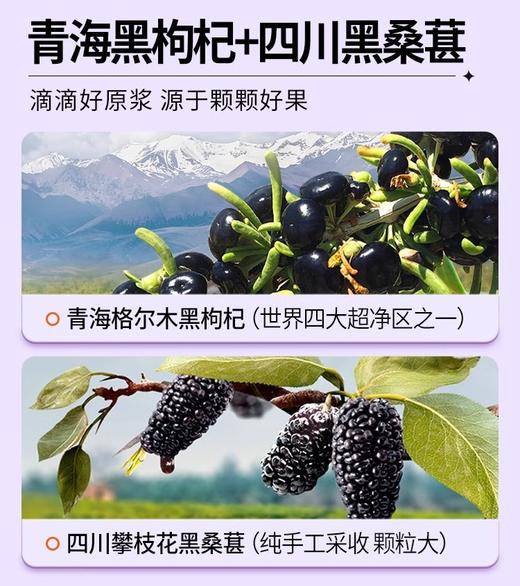 可益康黑果枸杞桑葚饮品 鲜果鲜榨 双重花青素 拒绝蓝光 清甜爽口 30ml*10袋*2盒/3盒/4盒 商品图3