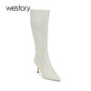 westory2023年秋季新品高跟鳄鱼纹牛皮尖头细高靴高跟女靴W23DQ83661 商品缩略图1