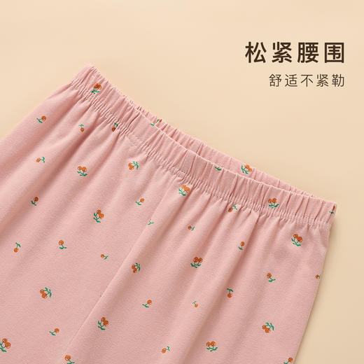 95%棉保暖套装百搭圆领打底秋衣秋裤套装时尚印花保暖樱桃粉印花圆领保暖套装 商品图6