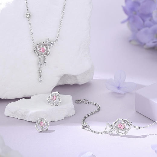 【心动玫瑰】S925银爱心粉色锆石耳饰【JHY-E000612B】 商品图2