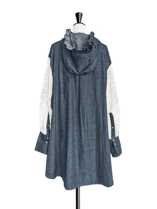 TYNVIE 连帽拼布中长外套 商品图3