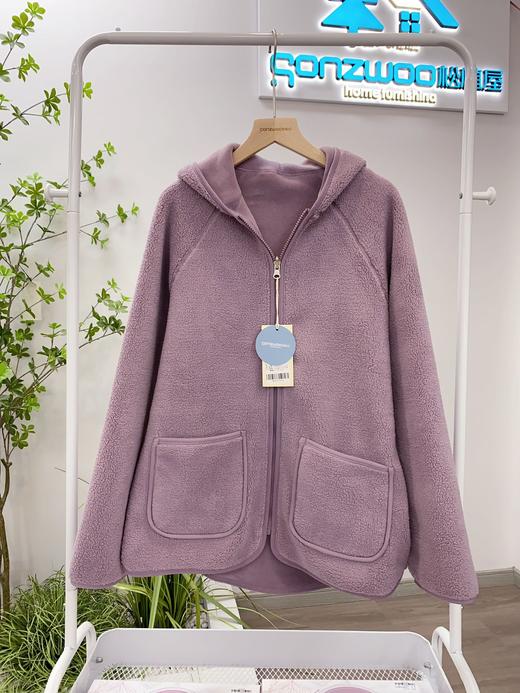 松植屋秋冬加厚连帽双面穿保暖毛绒外套摇粒绒抓绒羊羔绒 商品图3