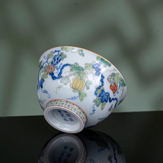 青花五彩描金瓜瓞连绵压手杯 商品图3